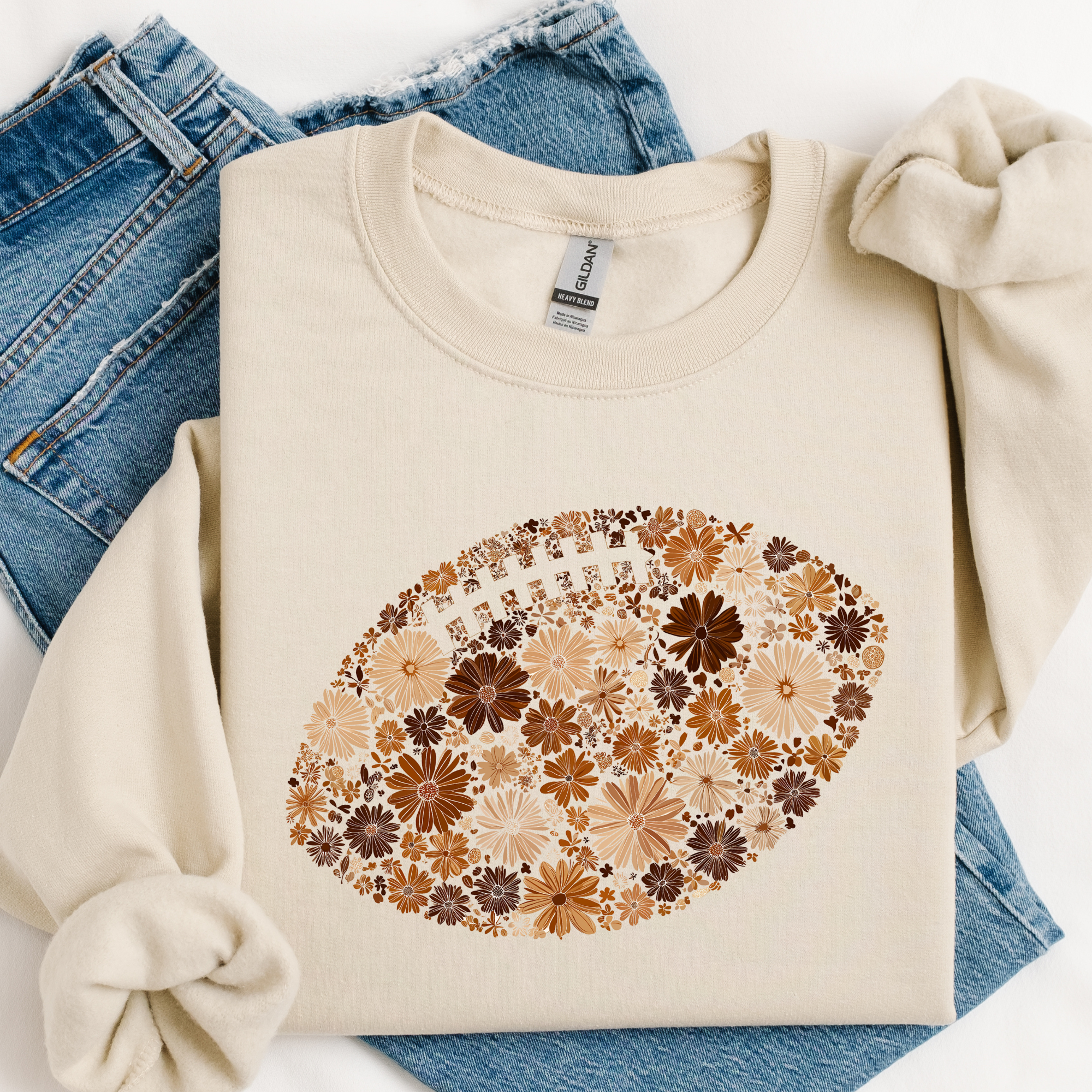 Boho Floral Football Graphic Tee/Crewneck