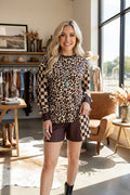 Western leopard & checkered women's boutique set XCH17371