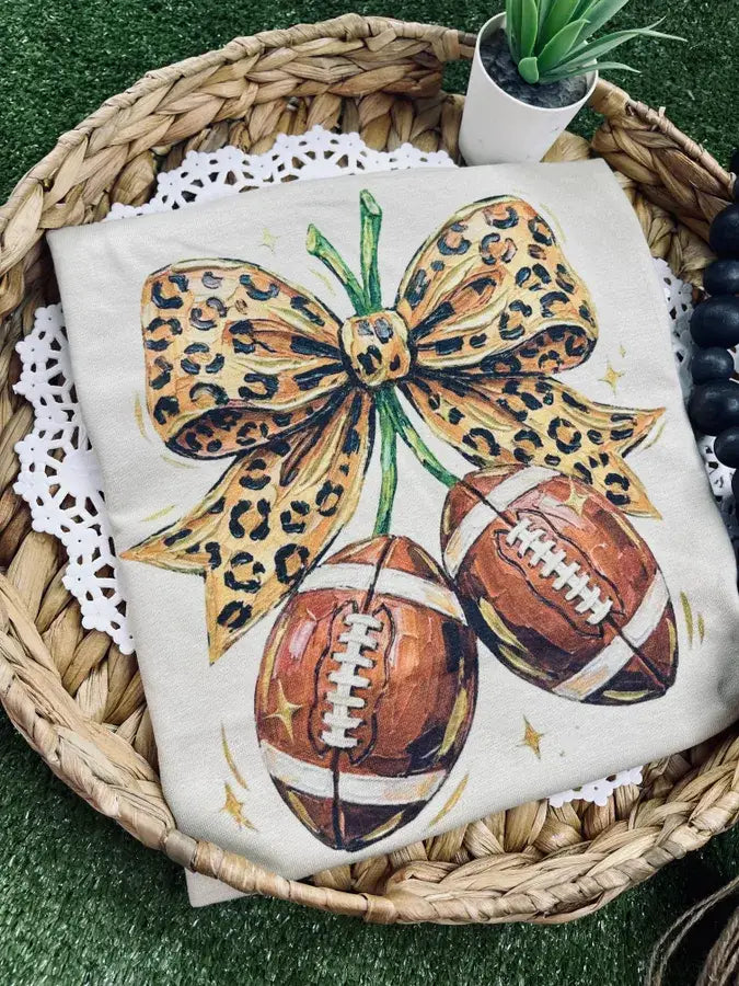 Leopard Bow Football (Gildan Tee)