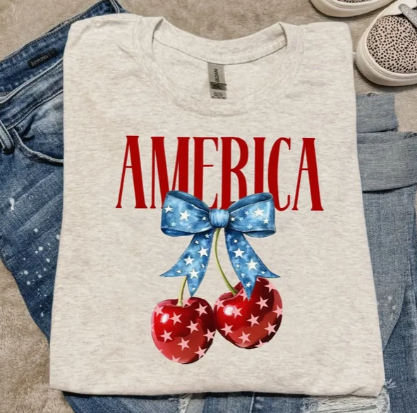 America Cherries July Fourth Graphic Tee