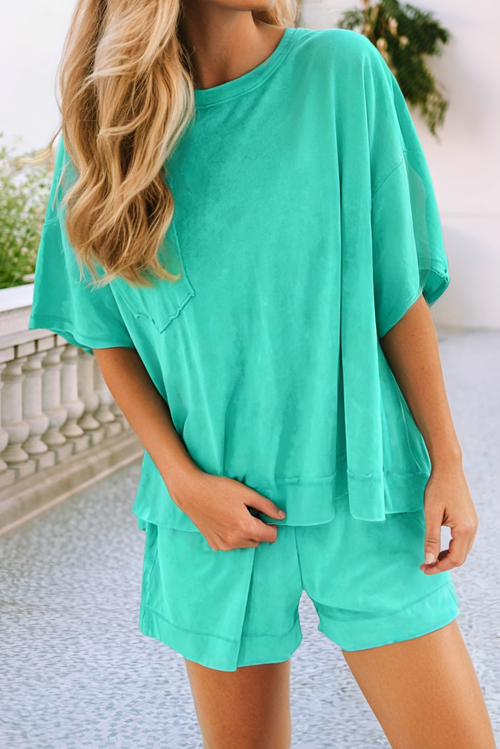 LDC Casual Shift Solid Short Sleeve Top and Shorts Set